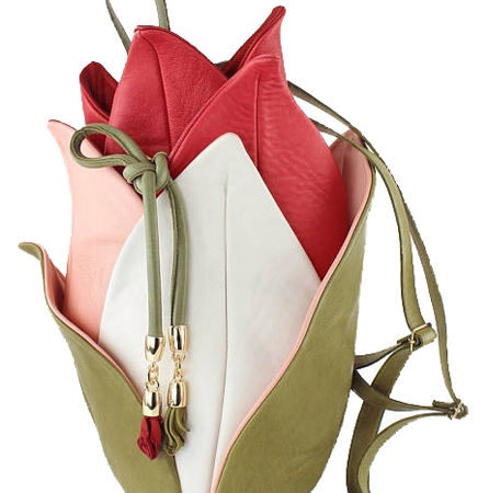 Lotus Backpack Olive White Pink by Knotty Studio